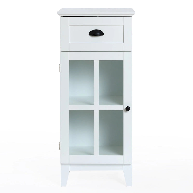 Meuble de rangement de salle de bain mince et table d'appoint en MDF blanc - 37 H x 15,7 L x 11,8 P