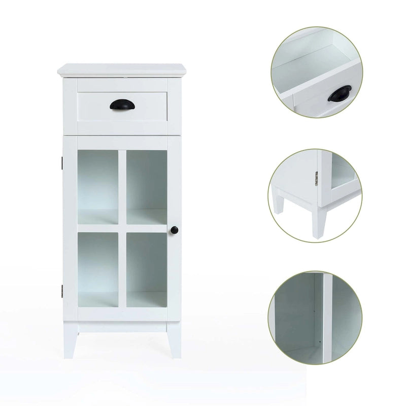 Meuble de rangement de salle de bain mince et table d'appoint en MDF blanc - 37 H x 15,7 L x 11,8 P