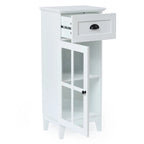 Meuble de rangement de salle de bain mince et table d'appoint en MDF blanc - 37 H x 15,7 L x 11,8 P