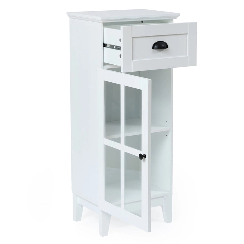 Meuble de rangement de salle de bain mince et table d'appoint en MDF blanc - 37 H x 15,7 L x 11,8 P