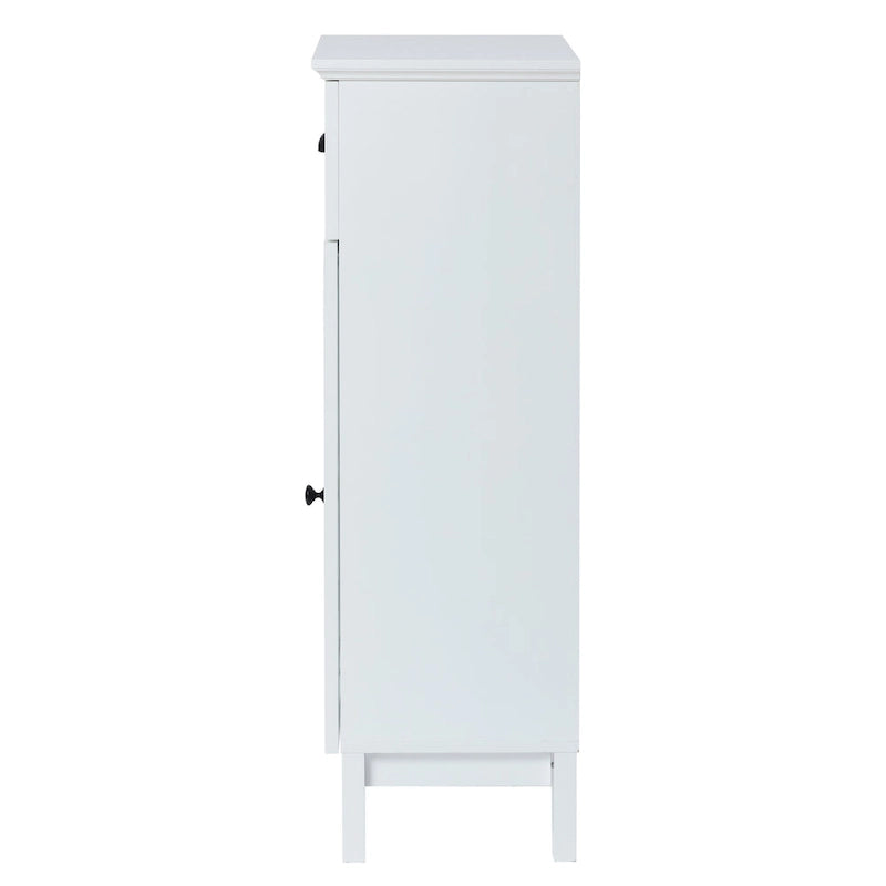 Meuble de rangement de salle de bain mince et table d'appoint en MDF blanc - 37 H x 15,7 L x 11,8 P