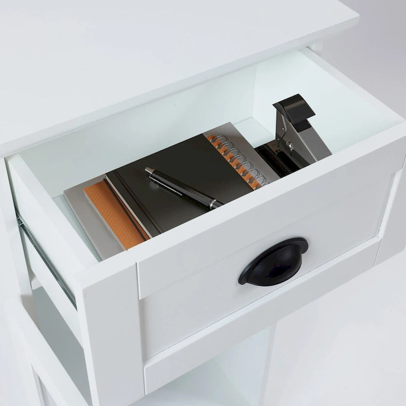 Meuble de rangement de salle de bain mince et table d'appoint en MDF blanc - 37 H x 15,7 L x 11,8 P