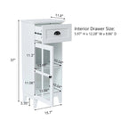 Meuble de rangement de salle de bain mince et table d'appoint en MDF blanc - 37 H x 15,7 L x 11,8 P