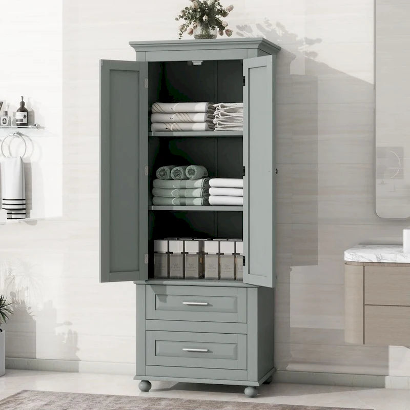 Armoire haute de rangement à deux tiroirs pour salle de bain/bureau