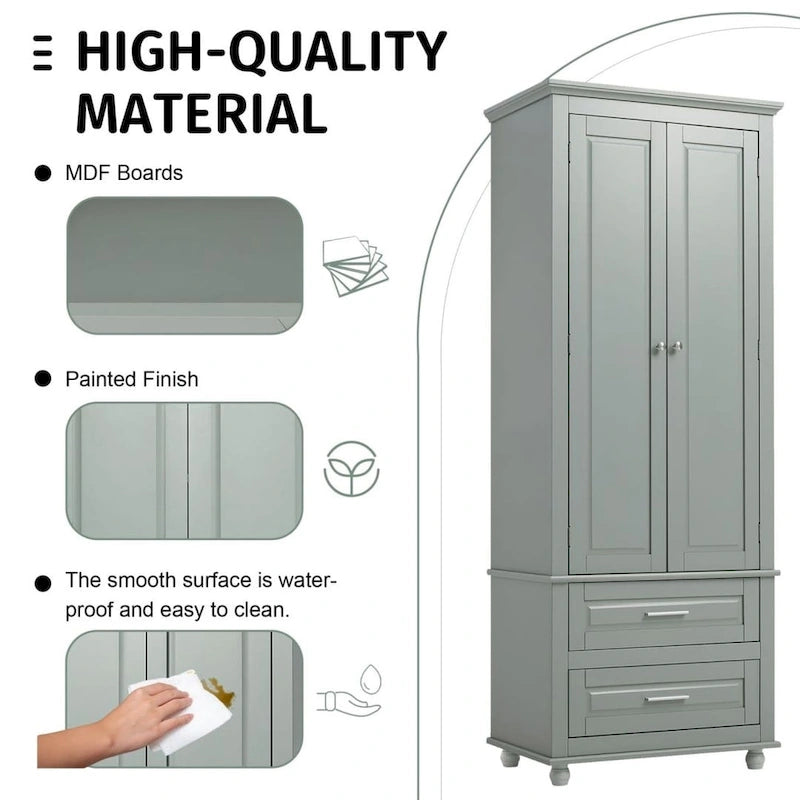 Armoire haute de rangement à deux tiroirs pour salle de bain/bureau