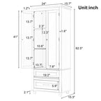 Armoire haute de rangement à deux tiroirs pour salle de bain/bureau