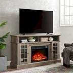Meuble TV pour téléviseurs jusqu'à 65 pouces avec cheminée, meuble de divertissement LED