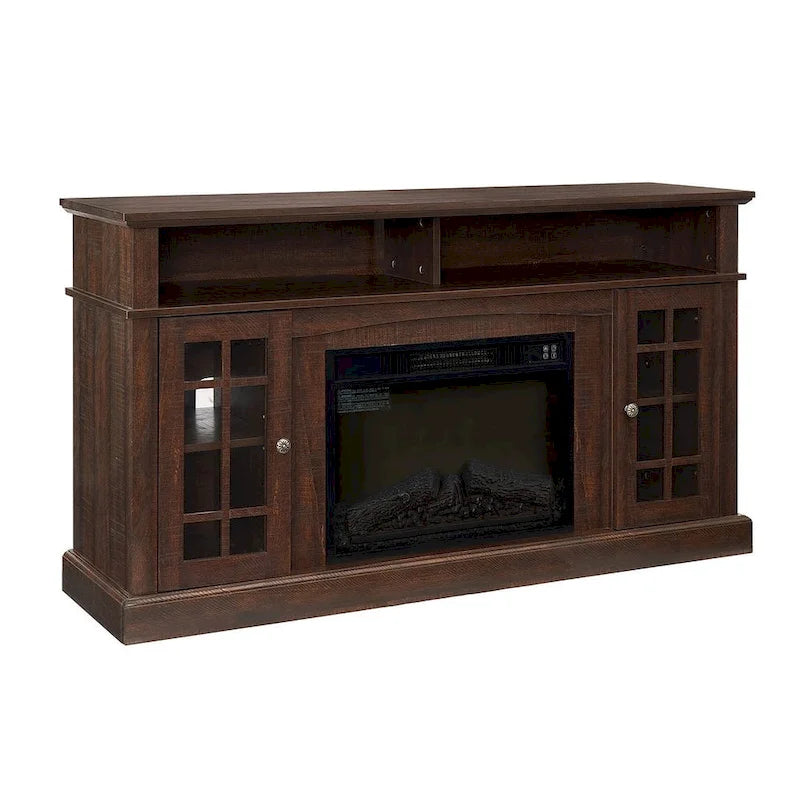 Meuble TV pour téléviseurs jusqu'à 65 pouces avec cheminée, meuble de divertissement LED