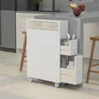 Meuble de rangement en bois autoportant avec panier de rangement pour salle de bain étroite