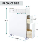 Meuble de rangement en bois autoportant avec panier de rangement pour salle de bain étroite