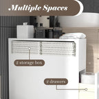 Meuble de rangement en bois autoportant avec panier de rangement pour salle de bain étroite