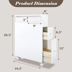 Meuble de rangement en bois autoportant avec panier de rangement pour salle de bain étroite