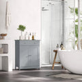 kleankin Freestanding Bathroom Storage Cabinet Organizer Floor Tower with 2 Door, 2 Drawers, Adjustable Shelf, Grey