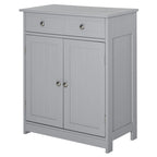 kleankin Meuble de salle de bain sur pied avec 2 portes, 2 tiroirs, étagère réglable, Gris