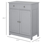 kleankin Meuble de salle de bain sur pied avec 2 portes, 2 tiroirs, étagère réglable, Gris