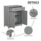 kleankin Meuble de salle de bain sur pied avec 2 portes, 2 tiroirs, étagère réglable, Gris