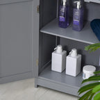 kleankin Meuble de salle de bain sur pied avec 2 portes, 2 tiroirs, étagère réglable, Gris