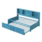 Lit de repos double en métal avec lit gigogne double, étagères de rangement et ports USB, noir