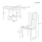 Ensemble de table à manger de ferme 5 pièces avec table ronde extensible en bois et 4 chaises de salle à manger rembourrées