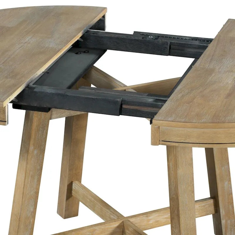 Ensemble de table à manger de ferme 5 pièces avec table ronde extensible en bois et 4 chaises de salle à manger rembourrées