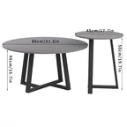 Lot de 2 tables basses gigognes rondes en pierre frittée effet marbre – 80 x 40 cm