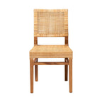 Chaise de salle à manger Lesia en rotin naturel et bois d'acajou