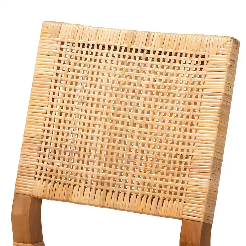 Chaise de salle à manger Lesia en rotin naturel et bois d'acajou