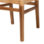 Chaise de salle à manger Lesia en rotin naturel et bois d'acajou