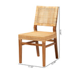 Chaise de salle à manger Lesia en rotin naturel et bois d'acajou