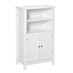 Meuble de Rangement au Sol pour Salle de Bain kleankin, Armoire à Linge Autoportante avec Portes Doubles et 2 Étagères Réglables, Blanc