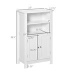 Meuble de Rangement au Sol pour Salle de Bain kleankin, Armoire à Linge Autoportante avec Portes Doubles et 2 Étagères Réglables, Blanc