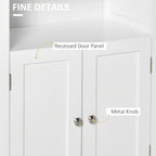 Meuble de Rangement au Sol pour Salle de Bain kleankin, Armoire à Linge Autoportante avec Portes Doubles et 2 Étagères Réglables, Blanc