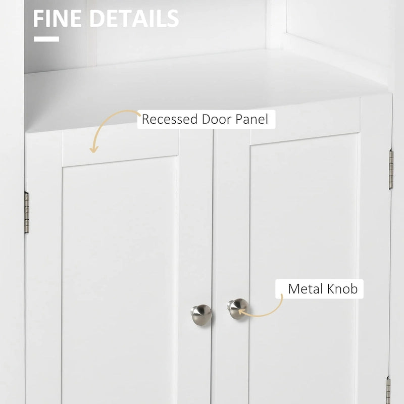 Meuble de Rangement au Sol pour Salle de Bain kleankin, Armoire à Linge Autoportante avec Portes Doubles et 2 Étagères Réglables, Blanc