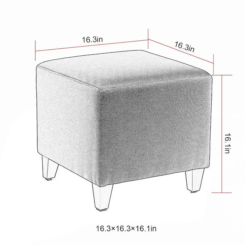 Adeco Repose-pieds ottoman carré Petit banc en tissu