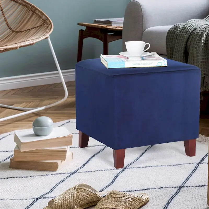Adeco Repose-pieds ottoman carré Petit banc en tissu