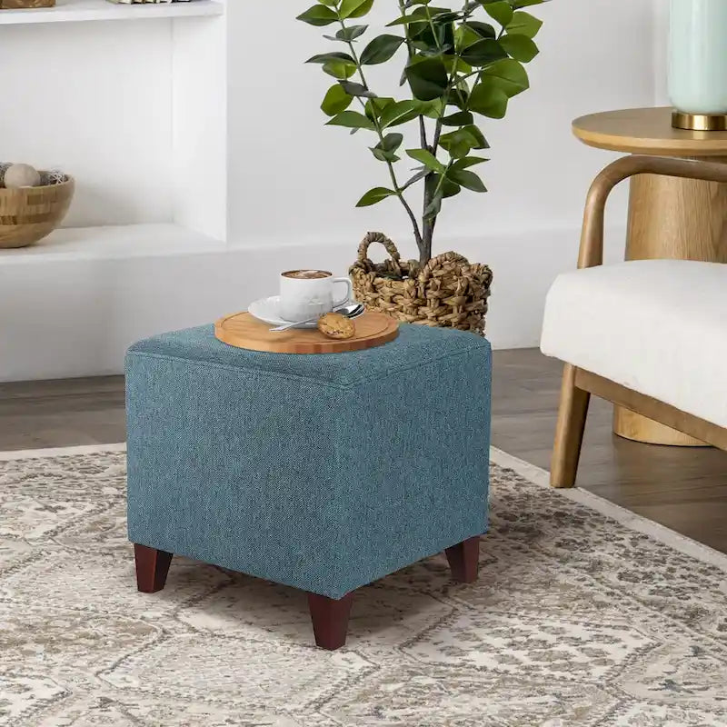 Adeco Repose-pieds ottoman carré Petit banc en tissu