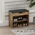 Meuble banc à chaussures Kerrogee pour 6 paires, avec rangement dissimulé sous le coussin – 12L x 24P x 21,2H po