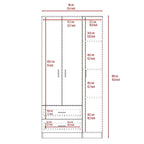 Armoire 3 portes avec tiroirs, étagères et penderie – Noir / Chêne Fumé et Blanc