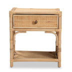 Camara Modern Bohemian Natural Brown Rattan Single-Drawer Nightstand