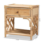 Table de chevet à tiroir unique en rotin naturel marron style bohème moderne Camara