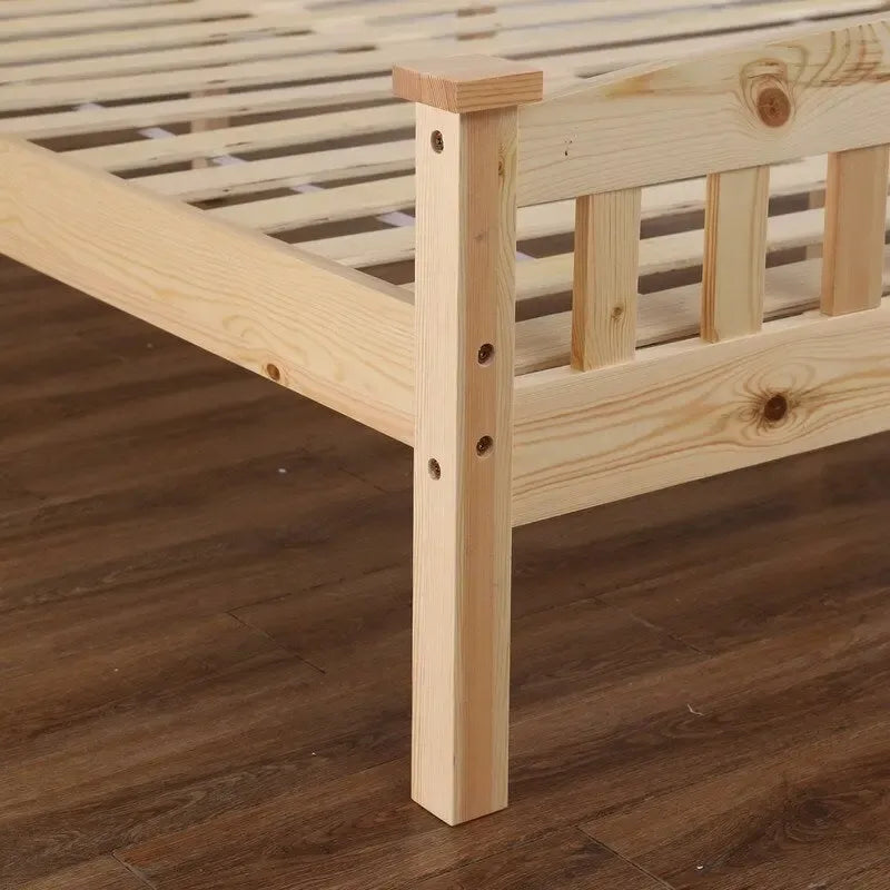 Lit plateforme vertical en bois avec tête de lit