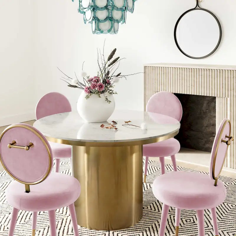 Chaise de salle à manger sans accoudoirs en velours à dossier ovale Kylie