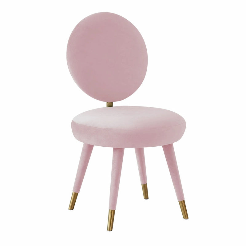 Chaise de salle à manger sans accoudoirs en velours à dossier ovale Kylie