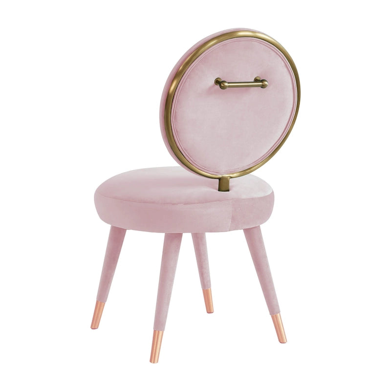 Chaise de salle à manger sans accoudoirs en velours à dossier ovale Kylie