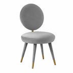 Chaise de salle à manger sans accoudoirs en velours à dossier ovale Kylie