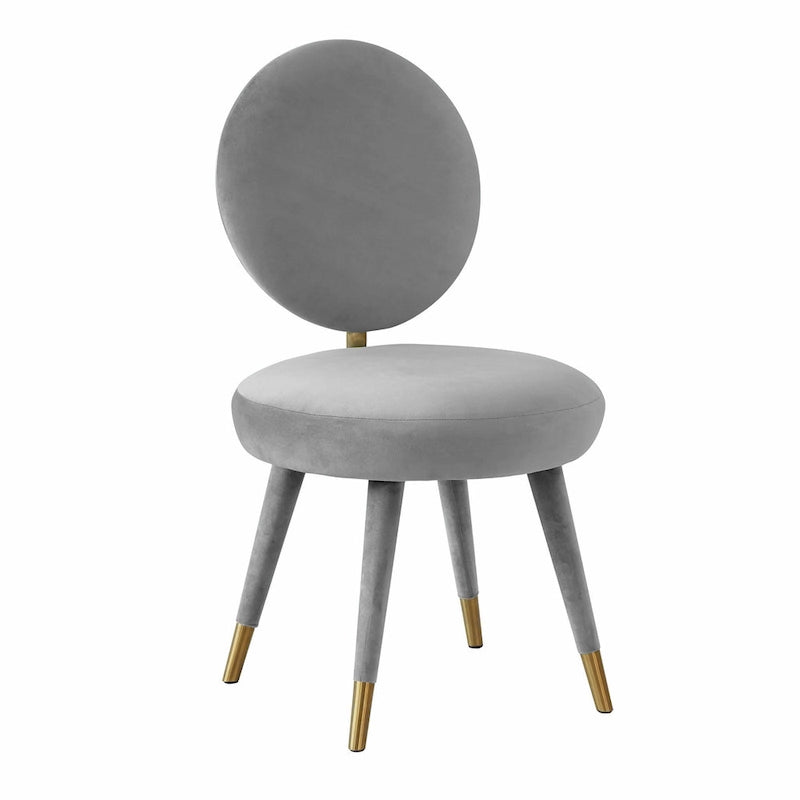 Chaise de salle à manger sans accoudoirs en velours à dossier ovale Kylie