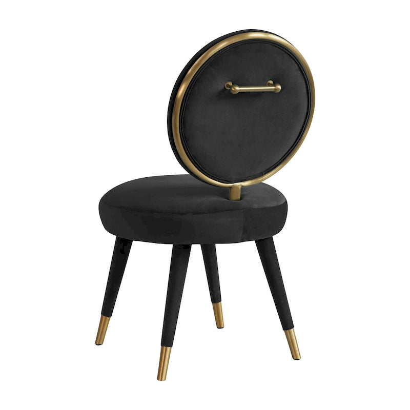 Chaise de salle à manger sans accoudoirs en velours à dossier ovale Kylie