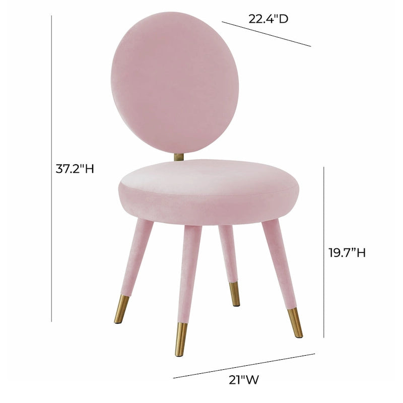Chaise de salle à manger sans accoudoirs en velours à dossier ovale Kylie