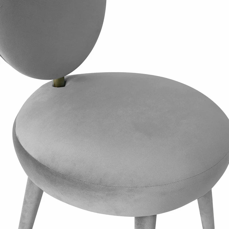 Chaise de salle à manger sans accoudoirs en velours à dossier ovale Kylie