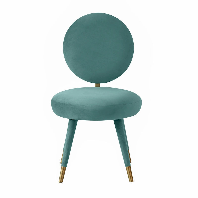 Chaise de salle à manger sans accoudoirs en velours à dossier ovale Kylie